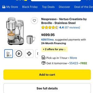 Brand New! Nespresso - Vertuo Creatista by Breville